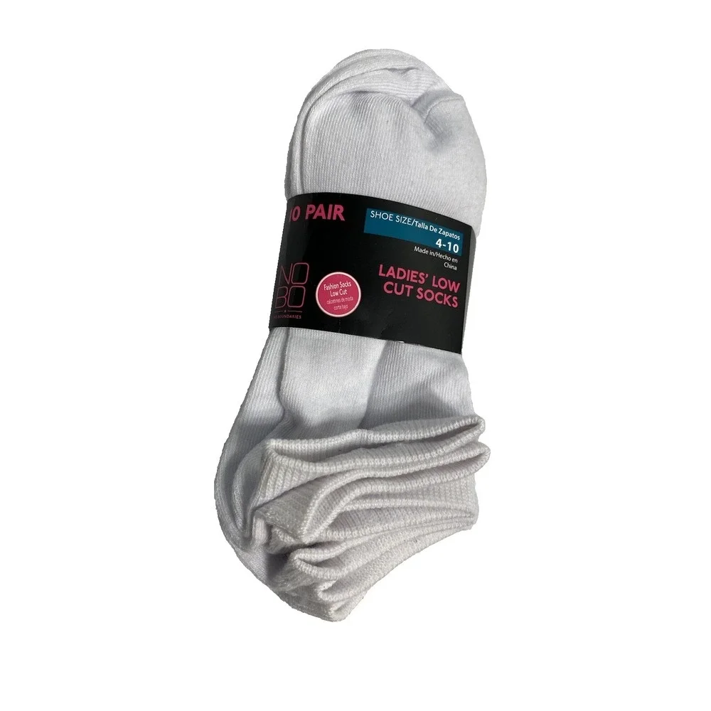 NOBO‎ no boundaries womens 10 pairs low cut white socks size 4-10